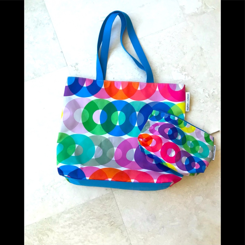 Fun Clinique Kapitza Tote and cosmetic bag NWT